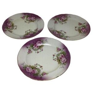 Lefton China Plate Bread Salad 7" Heavenly Rose Gold 2758 Hand Painted Gold Vtg